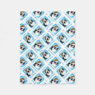 Happy Howlidays Border Collie Fleece Blanket