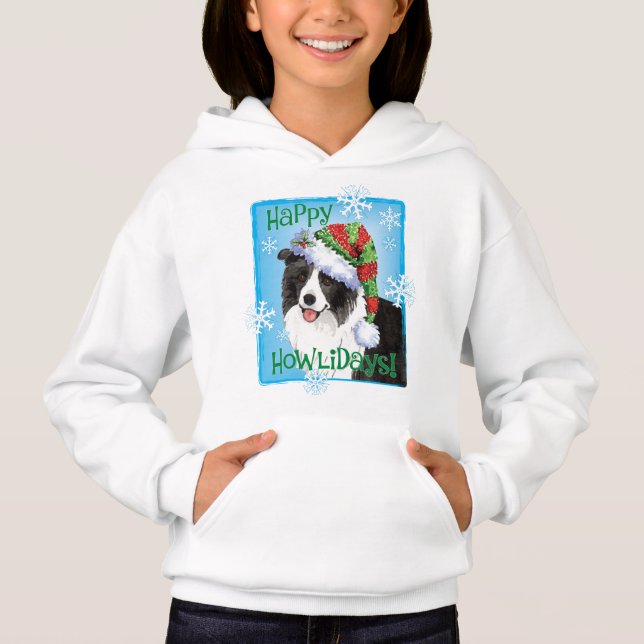 Happy Howlidays Border Collie Hoodie (Front)