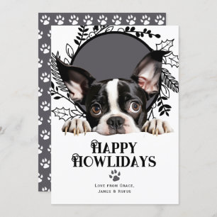 Happy Howlidays Boston Terrier Dog Christmas Holiday Card