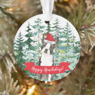 Happy Howlidays Boston Terrier Dog Christmas Ornament
