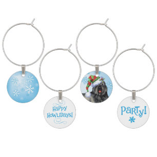 Happy Howlidays Bouvier Wine Glass Charm