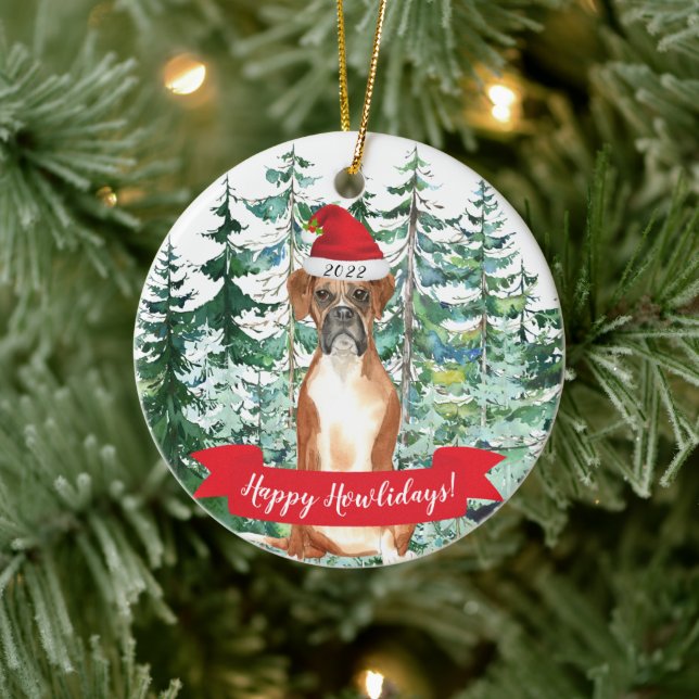 Happy Howlidays Boxer Christmas Ornament (Tree)