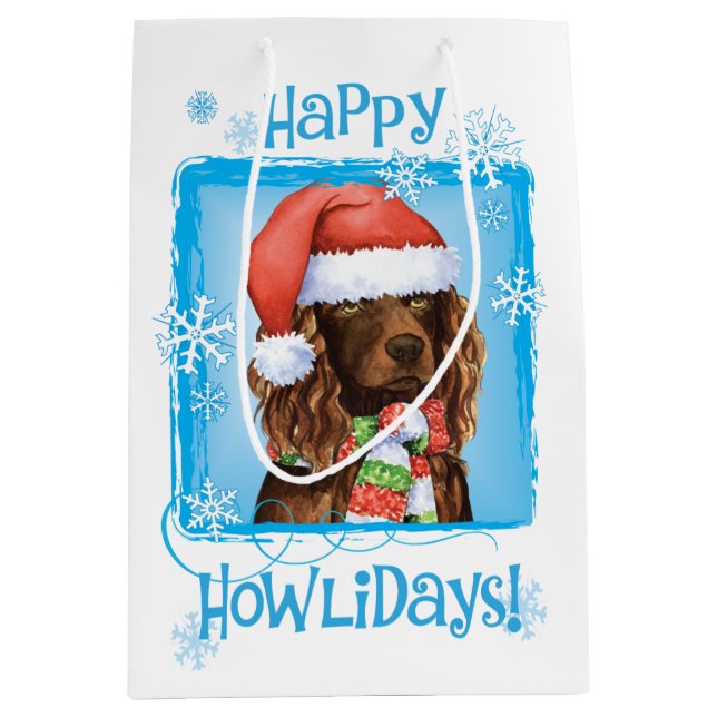 Happy Howlidays Boykin Spaniel Medium Gift Bag (Front)