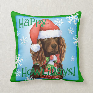 Happy Howlidays Boykin Spaniel Throw Pillow