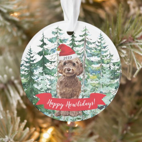 Happy Howlidays Brown Cockapoo Dog Christmas Ornament