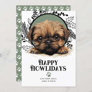 Happy Howlidays Brussels Griffon Dog Christmas Holiday Card