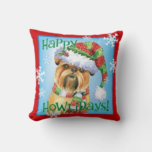 Happy Howlidays Brussels Griffon Throw Pillow