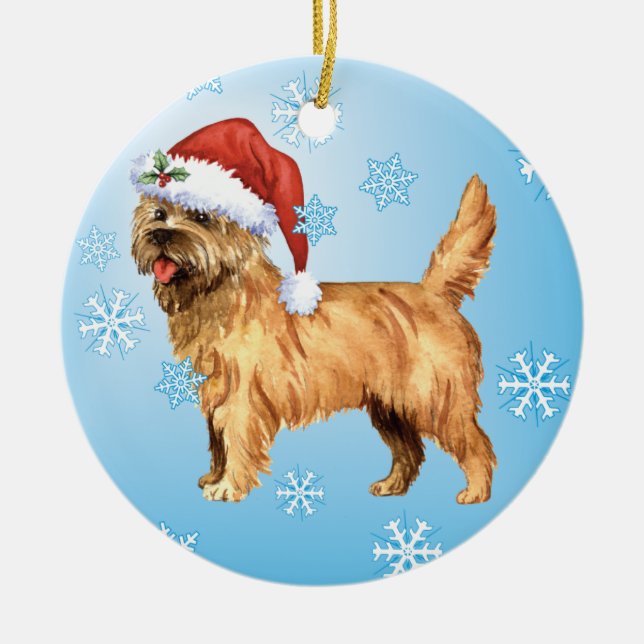 Happy Howlidays Cairn Terrier Ceramic Ornament (Front)