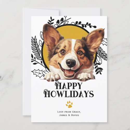 Happy Howlidays Cardigan Welsh Corgi Dog Christmas Holiday Card