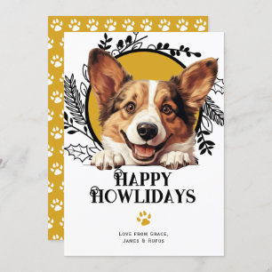 Happy Howlidays Cardigan Welsh Corgi Dog Christmas Holiday Card