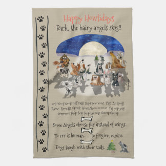 Happy Howlidays Cartoon Dogs Holiday Quotes Towel