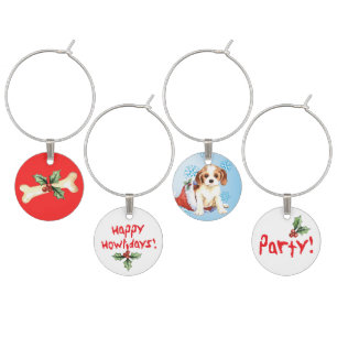 Happy Howlidays Cavalier Wine Glass Charm