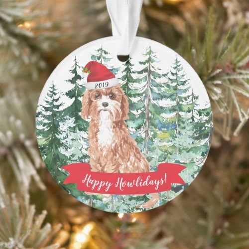 Happy Howlidays Cavapoo Dog Christmas Ornament