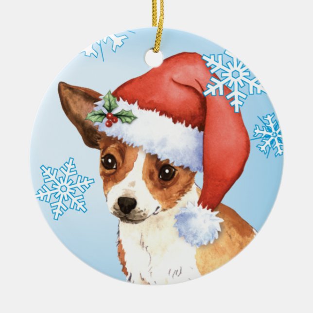 Happy Howlidays Chihuahua Ceramic Ornament (Front)
