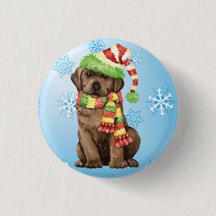 Happy Howlidays Chocolate Lab Pinback Button