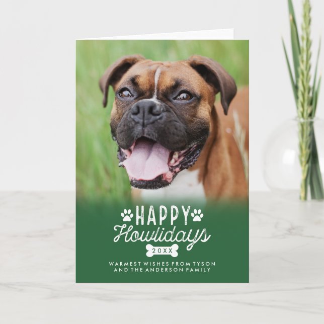 Happy Howlidays Christmas Dog Folded Photo Card (Front)