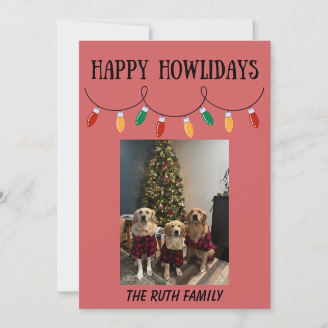 Happy Howlidays Christmas Lights Photo Card (Front)