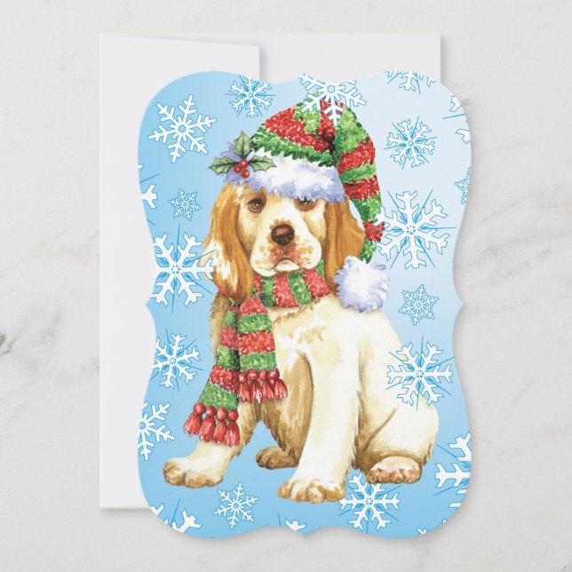 Happy Howlidays Clumber Spaniel Holiday Card (Front)