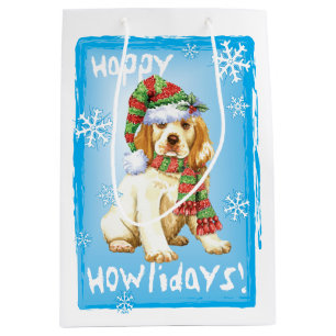 Happy Howlidays Clumber Spaniel Medium Gift Bag