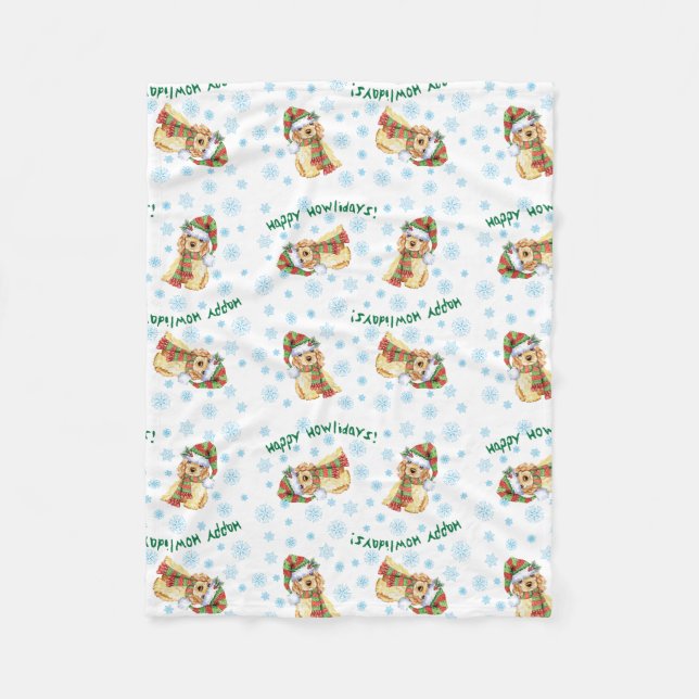 Happy Howlidays Cocker Spaniel Fleece Blanket (Front)