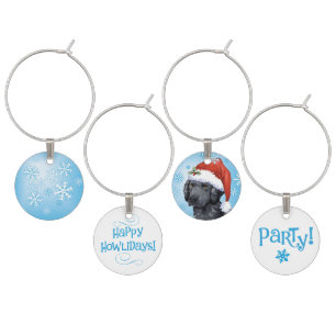 Happy Howlidays Curly-Coated Retriever Wine Charm