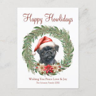 Happy Howlidays Cute Affenpinscher Dog Holiday Postcard
