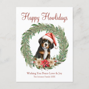 Happy Howlidays Cute Bernese Mountain Dog Holiday Postcard