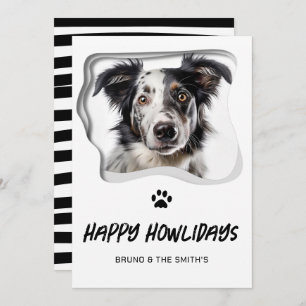 Happy Howlidays Cute Black White Dog Christmas Holiday Card