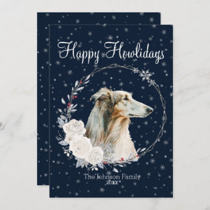 Happy Howlidays Cute Borzoi Dog Holiday Card