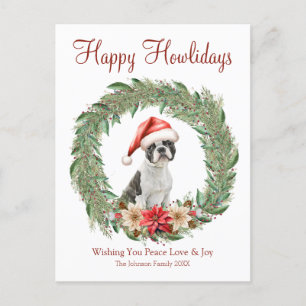 Happy Howlidays Cute Boston Terrier Dog Holiday Postcard