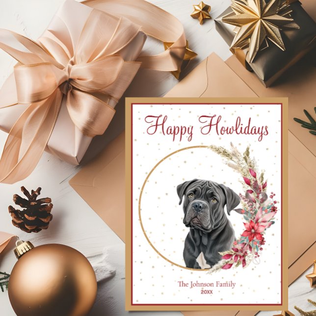 Happy Howlidays Cute Cane Corso Dog Holiday Postcard (Creator Uploaded)