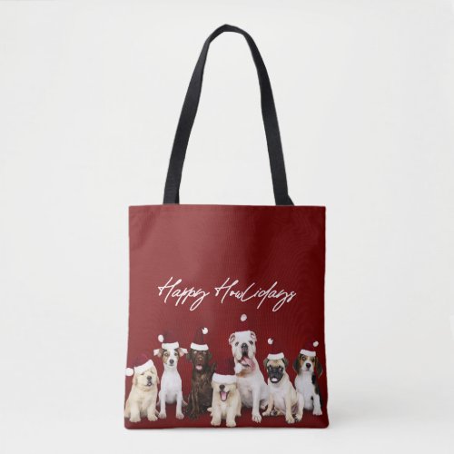 Happy Howlidays Cute Christmas Dogs Holiday Tote Bag