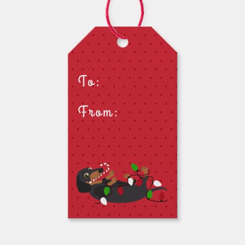 Happy HOWLidays Cute Dachshund Christmas Gift Tags