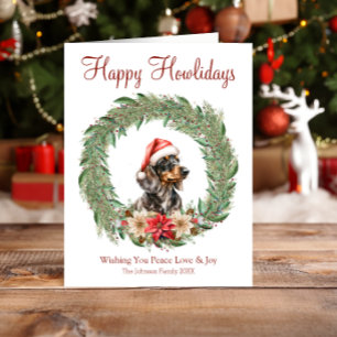 Happy Howlidays Cute Dachshund Dog Holiday Card