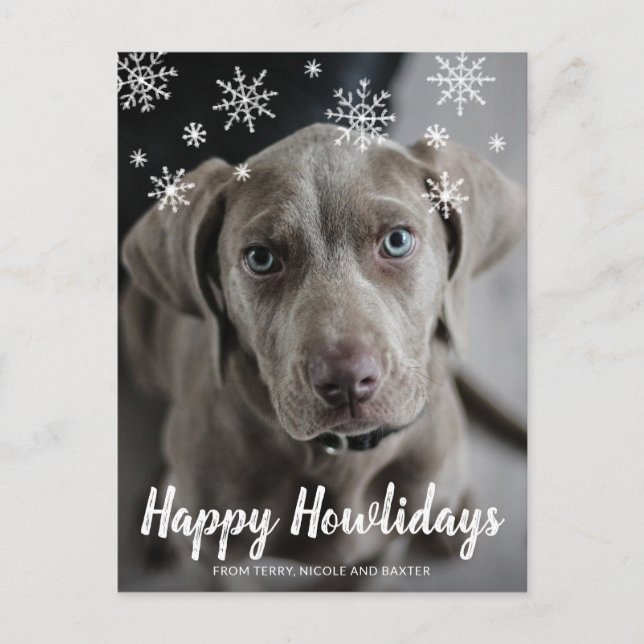 Happy Howlidays Cute Dog Photo Modern Christmas Holiday Postcard (Front)
