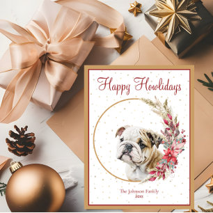 Happy Howlidays Cute English Bulldog Holiday Postcard