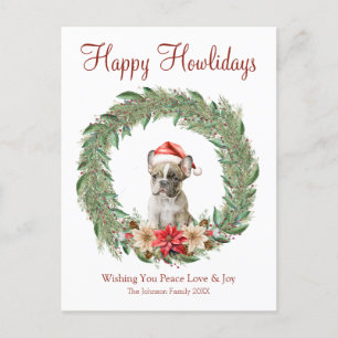 Happy Howlidays Cute French Bulldog Holiday Postcard