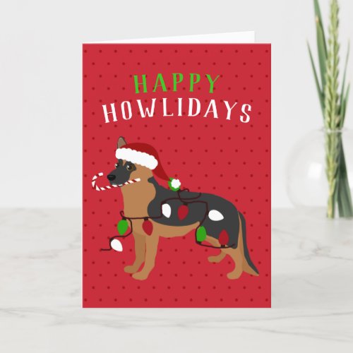 Happy HOWLidays Cute German Shepherd Christmas Holiday Card