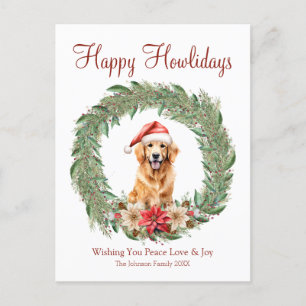 Happy Howlidays Cute Golden Retriever Dog Holiday Postcard