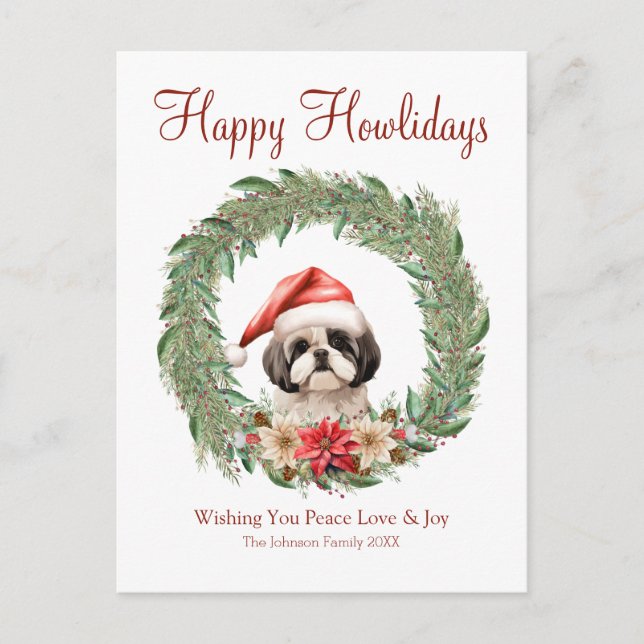 Happy Howlidays Cute Lhasa Apso Dog Holiday Postcard (Front)