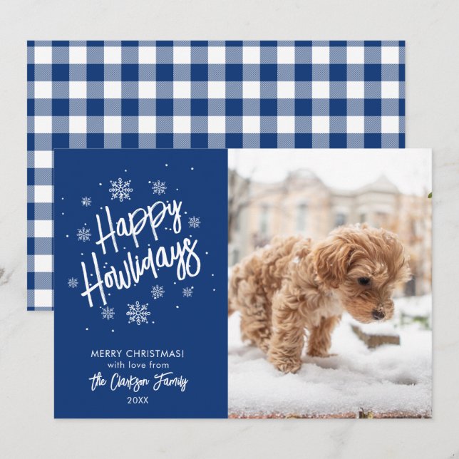 Happy Howlidays Cute Pet Snowflake Photo Invitatio Invitation (Front/Back)