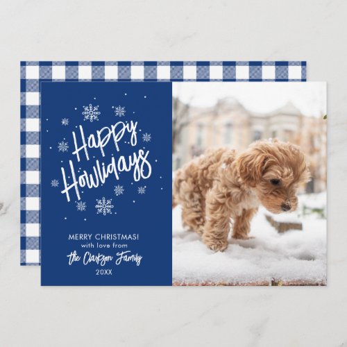 Happy Howlidays Cute Pet Snowflake Photo Invitatio Invitation