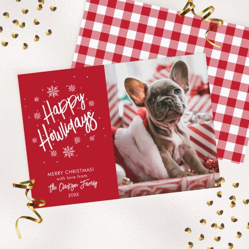 Happy Howlidays Cute Pet Snowflake Photo Invitatio Invitation