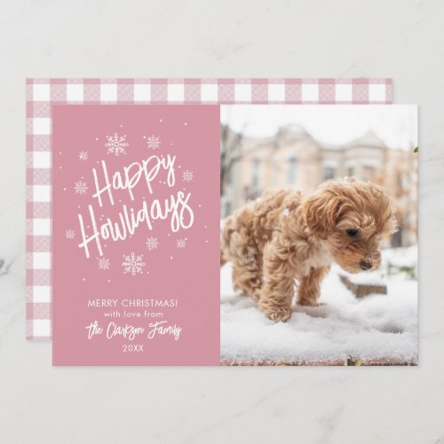 Happy Howlidays Cute Pet Snowflake Photo Invitation