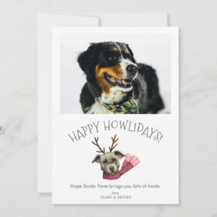 Happy Howlidays   Cute Puns Dog Pet Photo Holiday Card