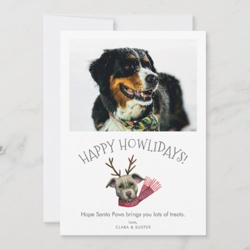 Happy Howlidays  Cute Puns Dog Pet Photo Holiday Card