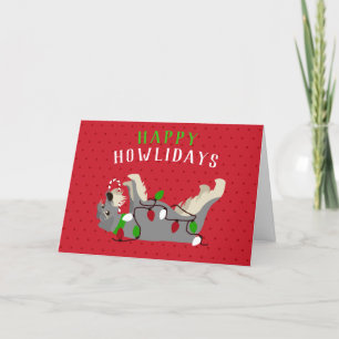 Happy HOWLidays Cute Schnauzer Christmas Holiday Card