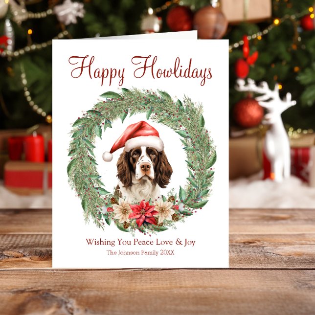 Happy Howlidays Cute Springer Spaniel Dog Holiday Card (Creator Uploaded)