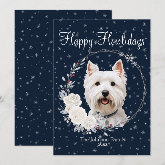 Happy Howlidays Cute Westie Dog Holiday Card (Front/Back)
