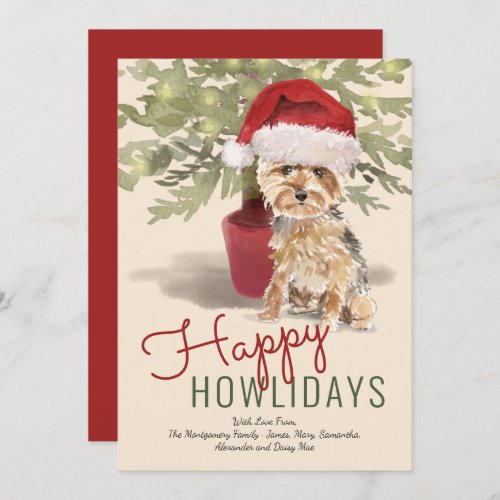 Happy Howlidays Cute Yorkshire Terrier Holiday Card